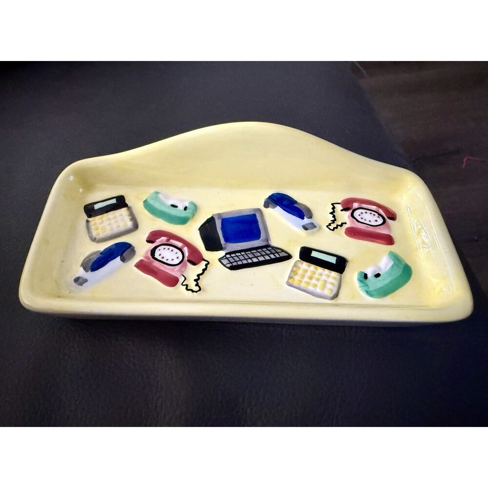 Vintage Ceramic Eye Glass Holder Tray, Desk Tray, Pen Tray Computer Phone